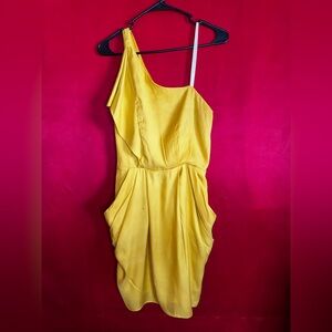 BCBG Vibrant Yellow One-Shoulder Mini Dress Size Small *Read Description*